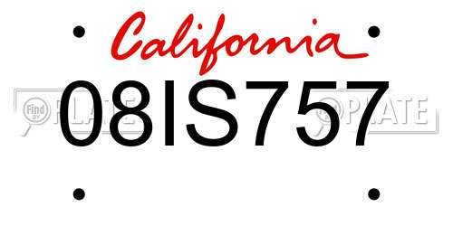 08IS757 California License Plate
