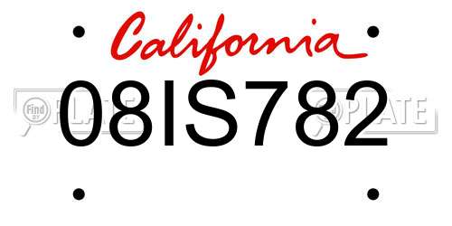08IS782 California License Plate