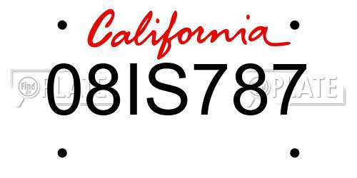 08IS787 California License Plate