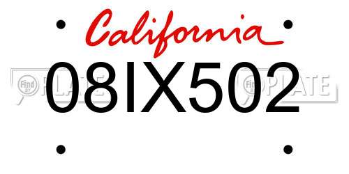 08IX502 California License Plate