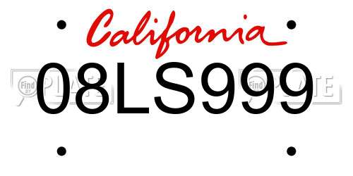 08LS999 California License Plate