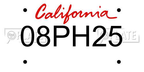 08PH25 California License Plate