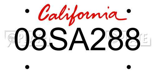 08SA288 California License Plate