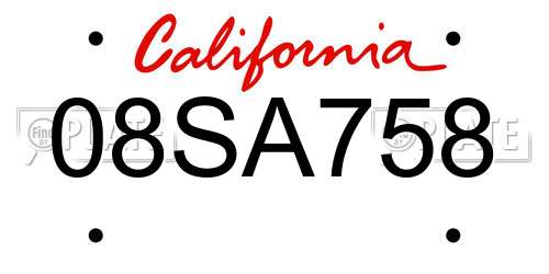 08SA758 California License Plate
