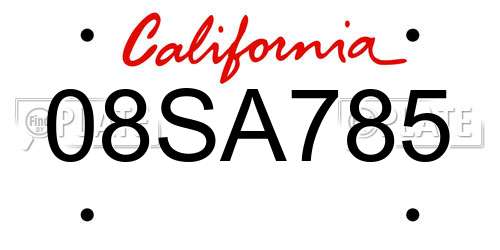 08SA785 California License Plate