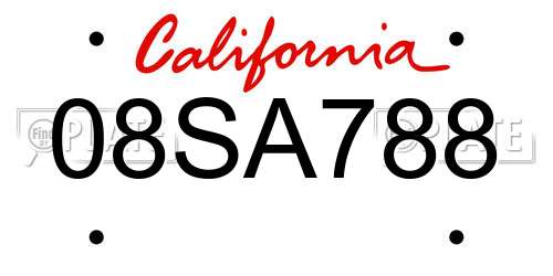 08SA788 California License Plate