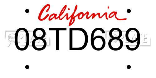 08TD689 California License Plate