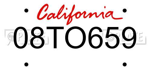 08TO659 California License Plate