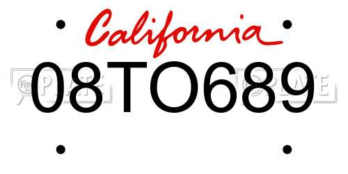 08TO689 California License Plate