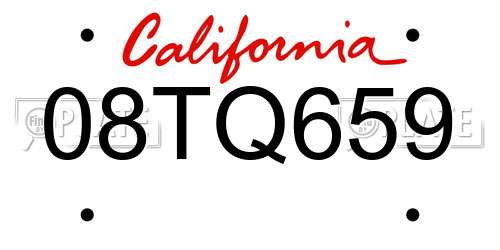 08TQ659 California License Plate