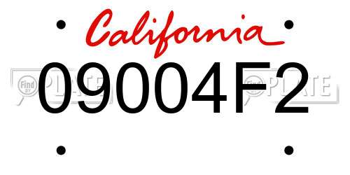 09004F2 California License Plate