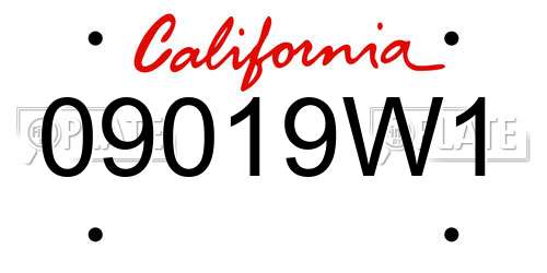 09019W1 California License Plate
