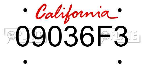 09036F3 California License Plate