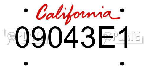 09043E1 California License Plate