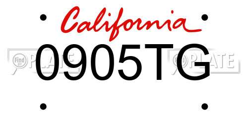 0905TG California License Plate