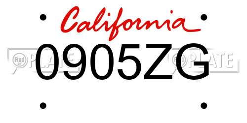0905ZG California License Plate
