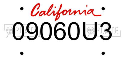 09060U3 California License Plate