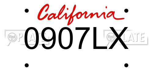 0907LX California License Plate