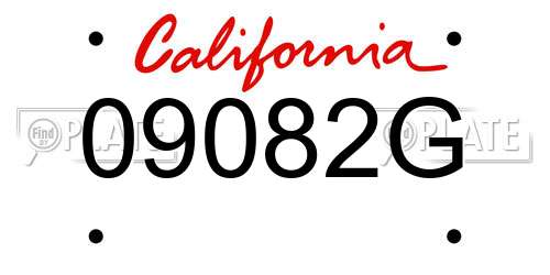 09082G California License Plate