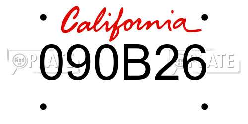 090B26 California License Plate