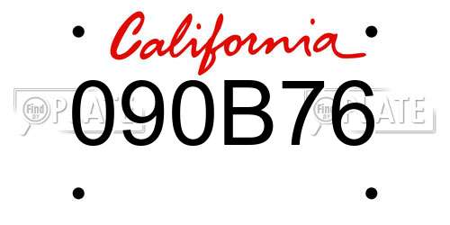 090B76 California License Plate