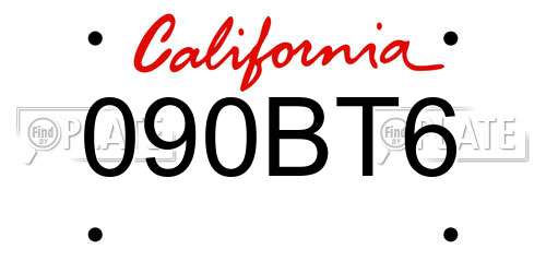 090BT6 California License Plate