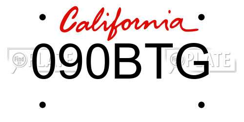 090BTG California License Plate