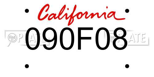 090F08 California License Plate