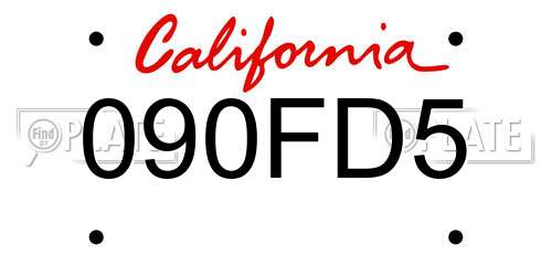 090FD5 California License Plate
