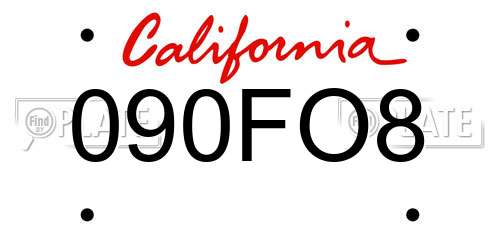 090FO8 California License Plate