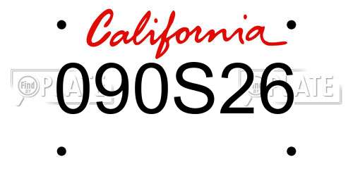 090S26 California License Plate
