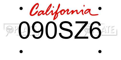 090SZ6 California License Plate