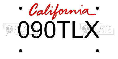 090TLX California License Plate