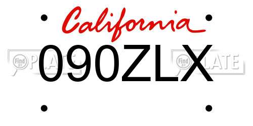 090ZLX California License Plate