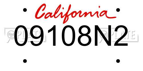 09108N2 California License Plate