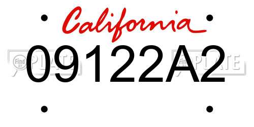 09122A2 California License Plate
