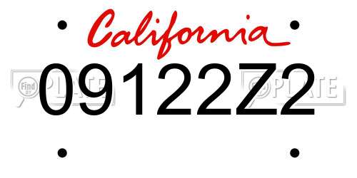 09122Z2 California License Plate