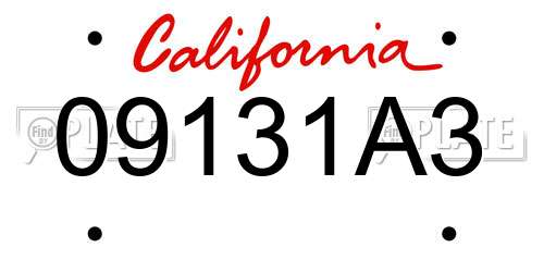 09131A3 California License Plate