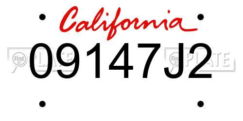 09147J2 California License Plate
