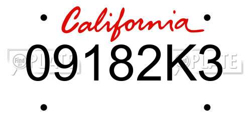 09182K3 California License Plate