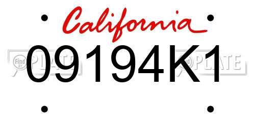 09194K1 California License Plate