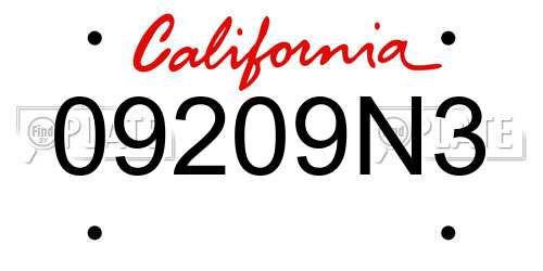 09209N3 California License Plate