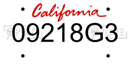 09218G3 California License Plate