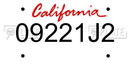 09221J2 California License Plate