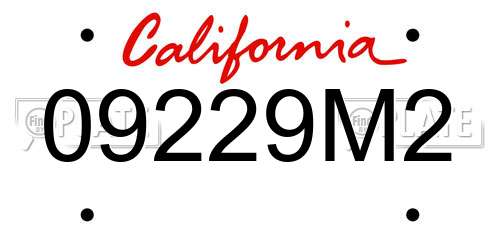 09229M2 California License Plate