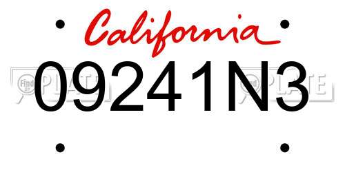 09241N3 California License Plate