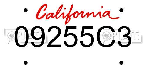 09255C3 California License Plate
