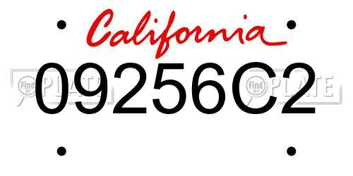 09256C2 California License Plate