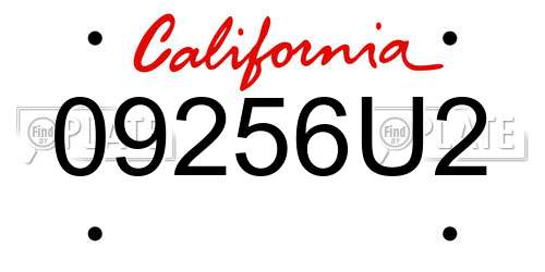 09256U2 California License Plate