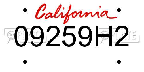 09259H2 California License Plate